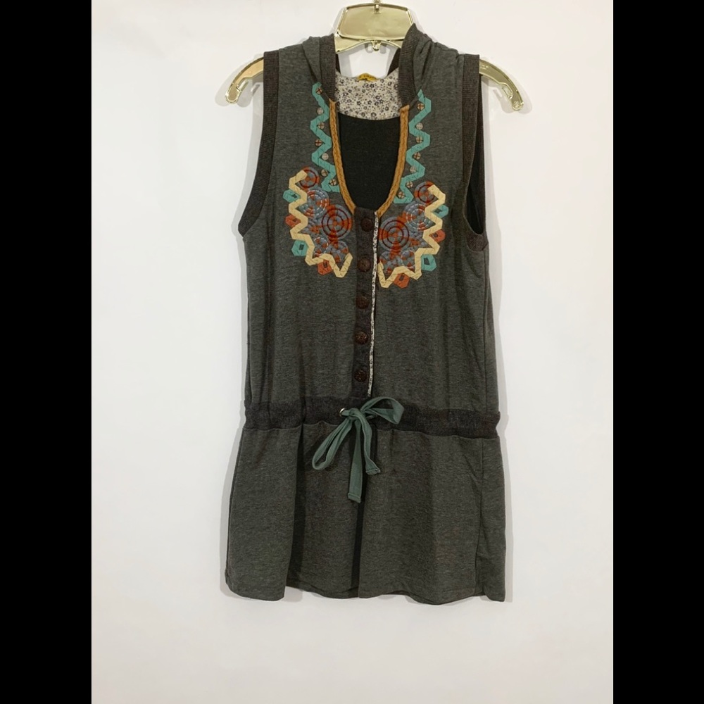Lulumari Gray Hoodie Top Tunic Size Large - Picture 1 of 6